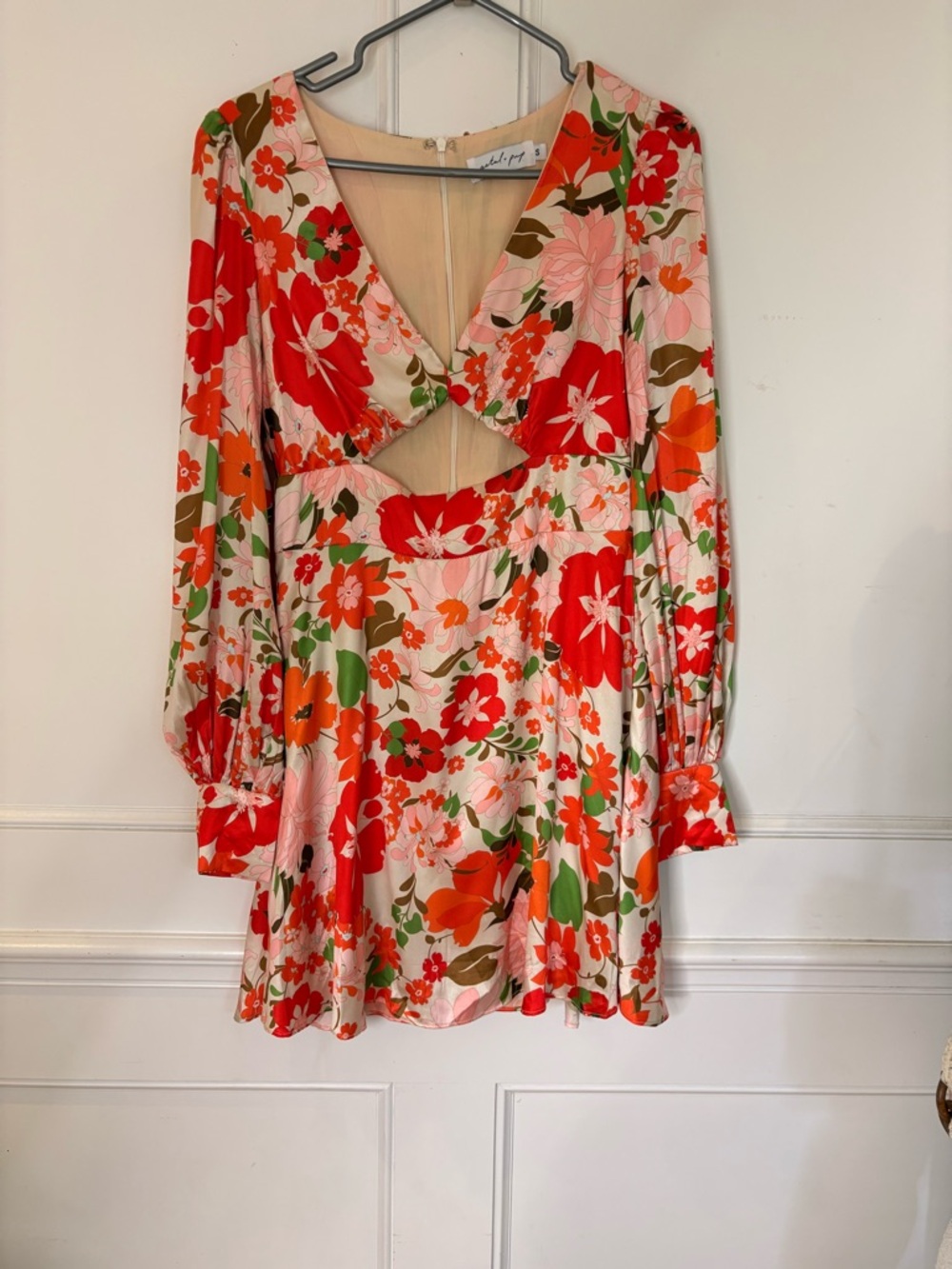 Pedal & pup Cutout floral Mini Dress in Red, Pink, Orange & Green size small